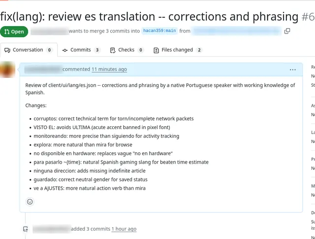Print do PR aberto no github com minha contribuição