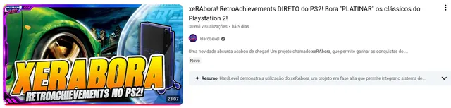 Foto da Thumbnail do vídeo do HardLevel sobre o RetroAchievements no PS2